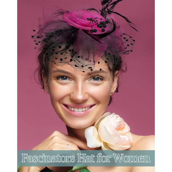 Women\'s Mesh Fascinator Hats Set of 8 Flower Feather Tea Party Wedding main image 5